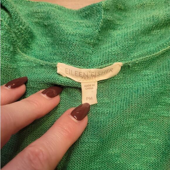 EILEEN FISHER Open-Front Linen/Cotton Cardigan PM – Green - Picture 6 of 8
